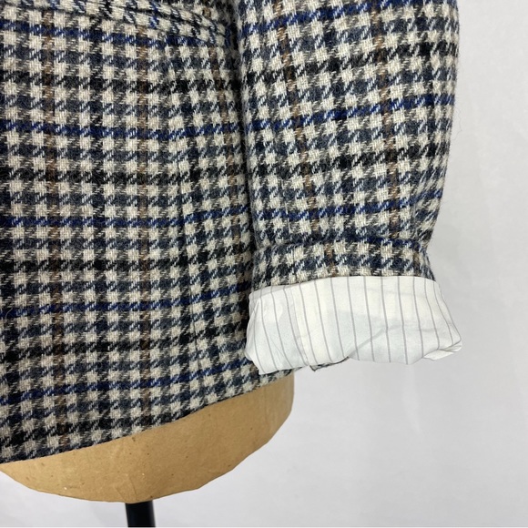 J CREW Blazer Jacket Wool Plaid Houndstooth Navy/Brown/Grey/Multi Size 2 - Picture 6 of 12